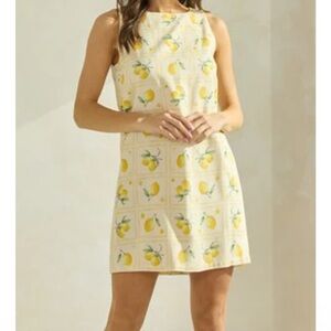 Lemon Print Mini Dress - Cream